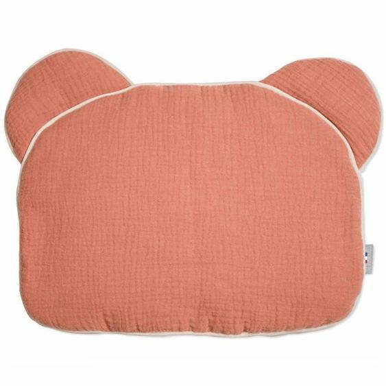 Oreiller Bébé Plat Ourson En Gaze De Coton - Sevira Kids - Jeanne Terracotta - Nomade - 27x35 Cm - Mixte Orange