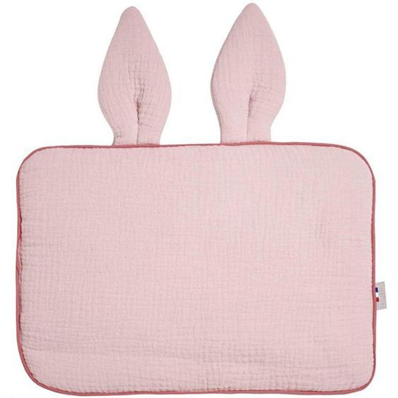 Oreiller Plat Lapin En Gaze De Coton, Jeanne Vieux Rose Tu Rose