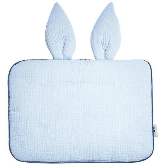 Oreiller Plat Lapin En Gaze De Coton - Sevira Kids - Jeanne Bleu Tu - Nomade - Confortable - Design Original Bleu