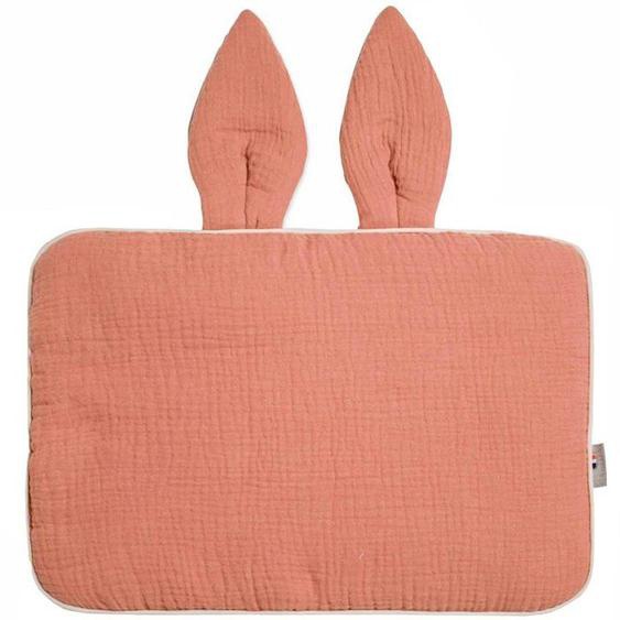 Oreiller Plat Lapin En Gaze De Coton - Sevira Kids - Jeanne Terracotta Tu - Bébé - Nomade - 25x35 Cm Orange