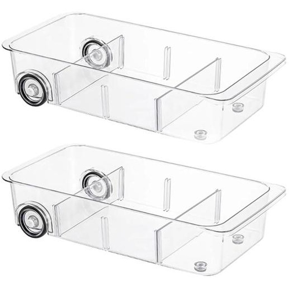 Organisateur de Tiroir de RéFrigéRateur 2PièCes et Rangement Organisateur de RéFrigéRateur Transparent sur Roulettes, Mise à Niveau