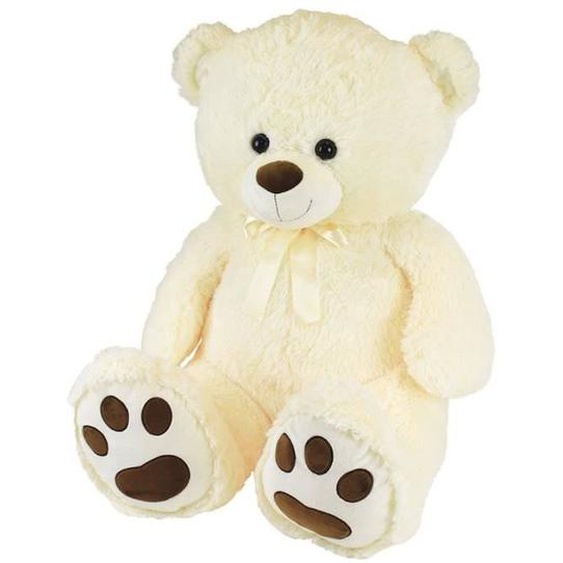 Ours Crème En Peluche Avec Noeud +/- 100 Cm - Planet Pluch - Grand Ours Crème De 1 Mètre, Irrésistiblement Doux. Beige