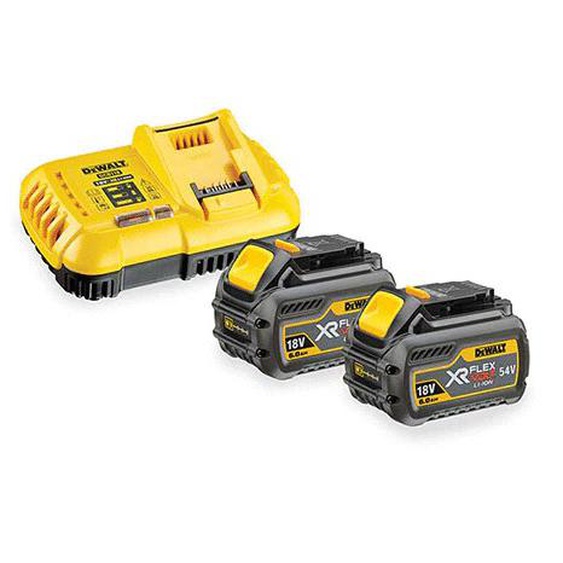 Pack 2 batteries Flexvolt 18V/54V 6Ah/2Ah + 1 chargeur en boite carton - DEWALT - DCB118T2-QW