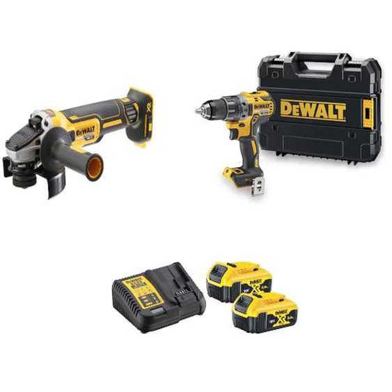 Pack 2 outils 18V XR (DCD791 + DCG405) + 2 batteries 5Ah + chargeur + coffret T-STAK - DEWALT - DCK2020P2T