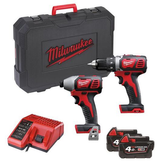 Pack 2 outils M18 18V BPP2D-402C (M18 BDD-402C/M18 BID-402C) + 2 batteries 4 Ah + chargeur en coffret - MILWAUKEE TOOL -4933447126