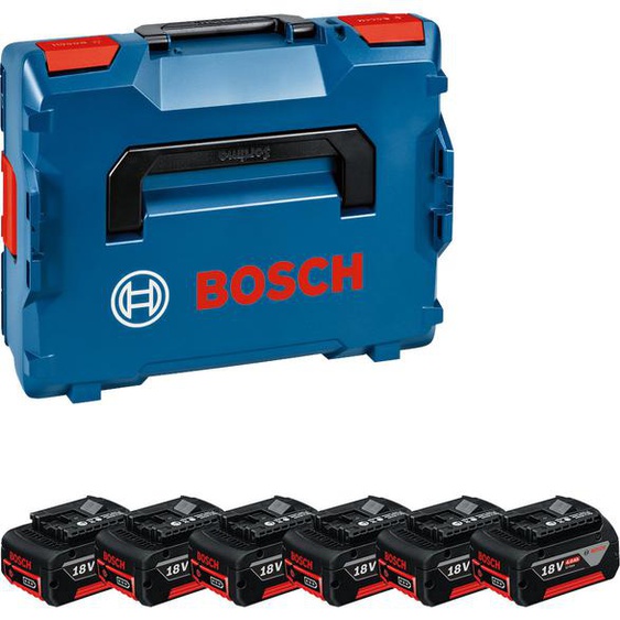 Pack 6 batteries 18V GBA 4Ah + coffret L-BOXX - BOSCH - 1600A02A2S