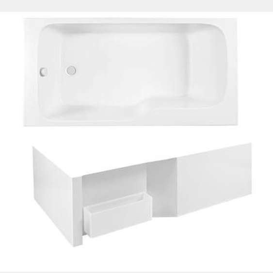 Pack baignoire bain douche 160 x 85 Malice version gauche + tablier bain douche Malice + boite pour tablier