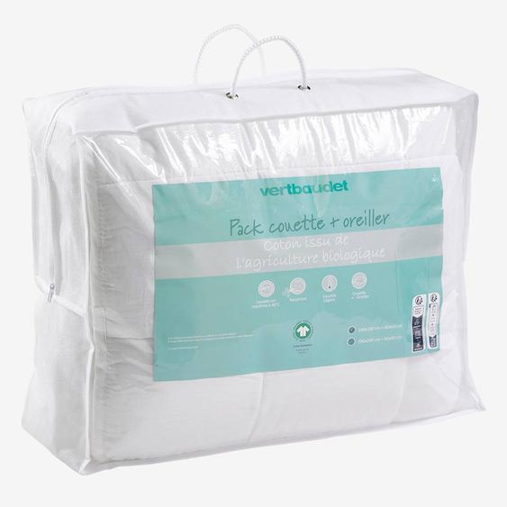 Pack couette légère + oreiller en coton bio* BIO COLLECTION blanc