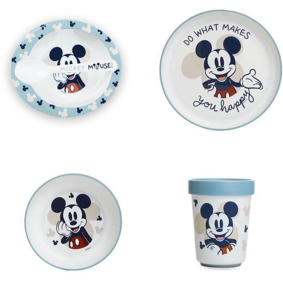 Pack Repas 2ème Age Thermobaby Mickey - 3 Assiettes + Un Gobelet + 1 Cuillère Bleu