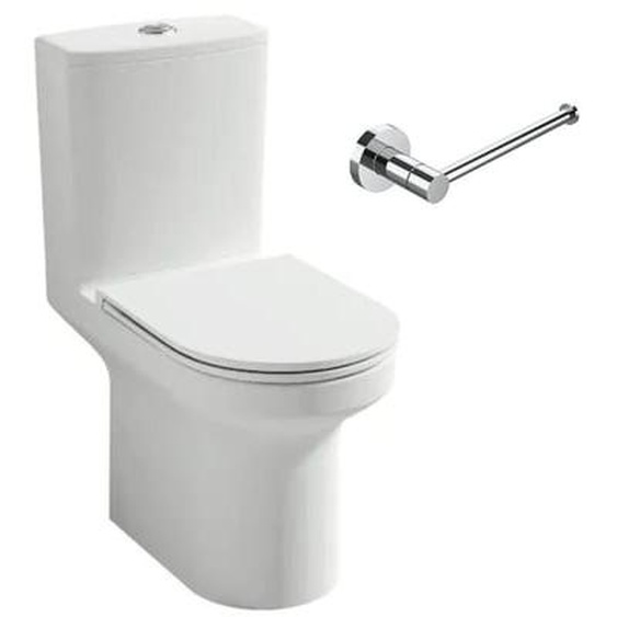 Pack WC au sol blanc sans bride Elite avec abattant extraplat fermeture douce avec porte-rouleau classique