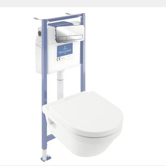 Pack WC sans bride  Architectura avec abattant + bâti-support sol et mur Viconnect PRO + plaque chromée brillant