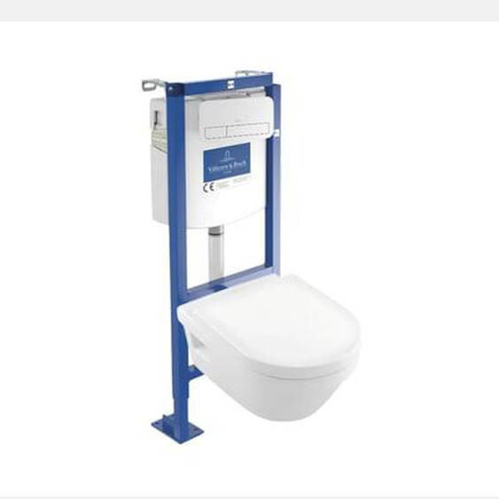 Pack WC suspendu sans bride  Architectura 37 x 53 + abattant + plaque blanche + bâti