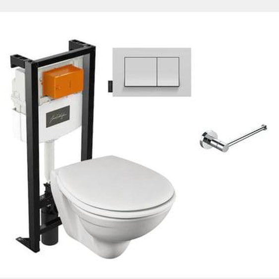 Pack WC suspendu sans bride Patio + porte-rouleau Eo Classique