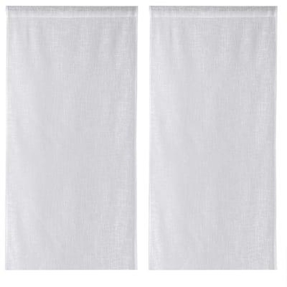 Paire vitrage polyester passe tringle blanc 45 x 180 cm