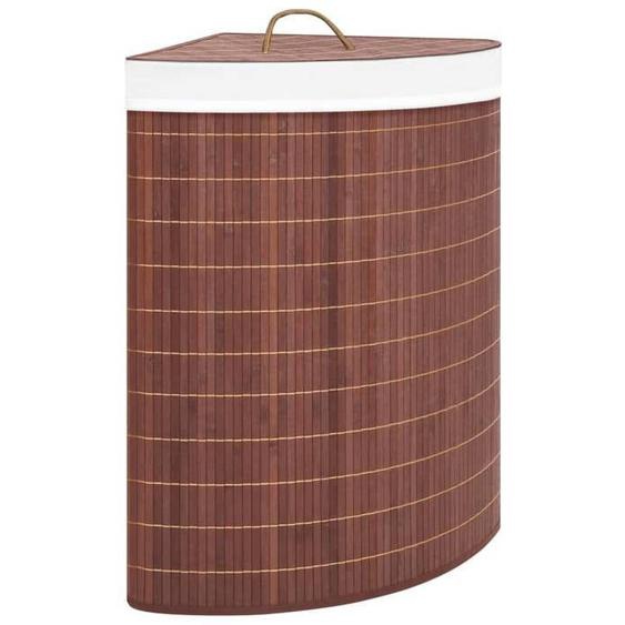 Panier a linge d angle bambou 60 litres marron