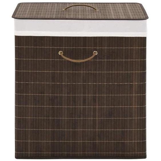 Panier a linge rectangulaire bambou marron fonce