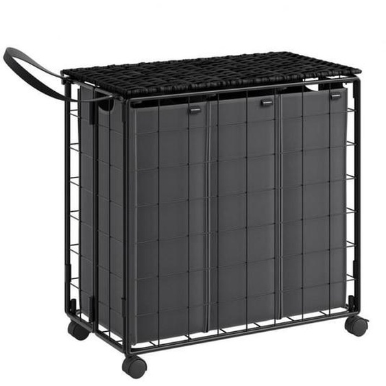 Panier à Linge Sale - SONGMICS - 130L - Noir dencre et Gris Ardoise