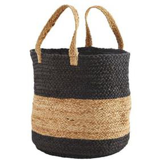 Panier avec poignées en jute beige et noir Tripola