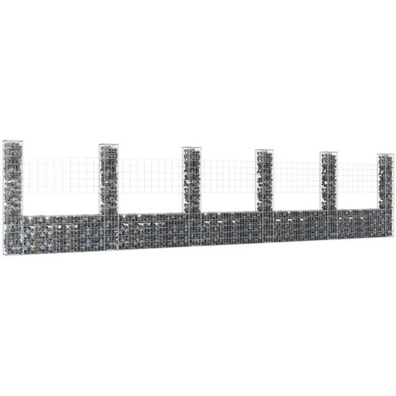 Panier de gabion en forme de U avec 6 poteaux Fer 620x20x150 cm