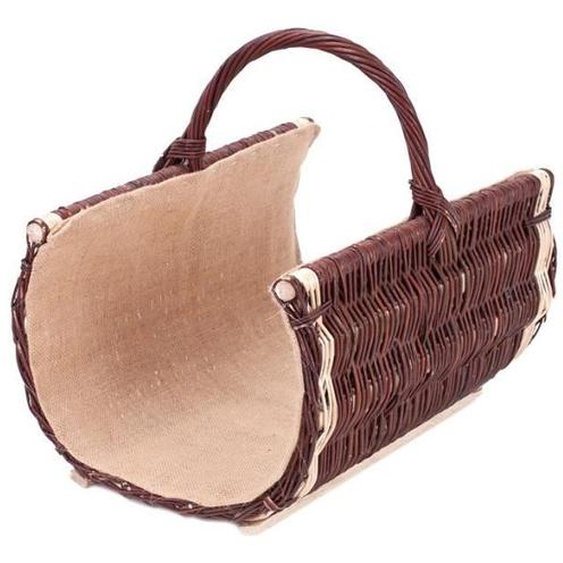 Panier en osier, panier à Bois, panier de cheminée en osier brut avec du jute