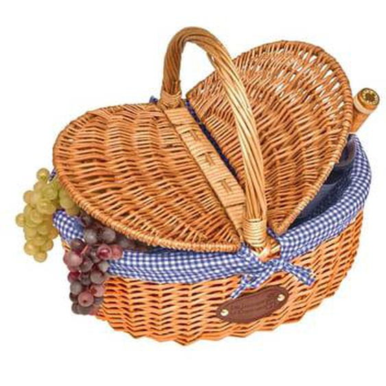 Panier en osier tissu vichy bleu