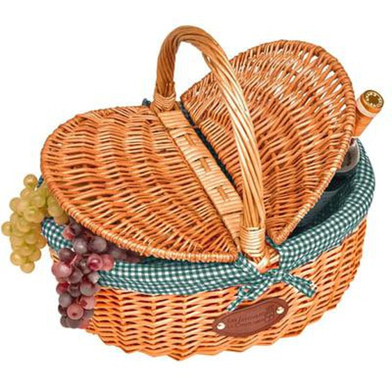 Panier en osier tissu vichy vert