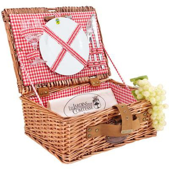 Panier pique-nique en osier tissu vichy rouge - 1 personne