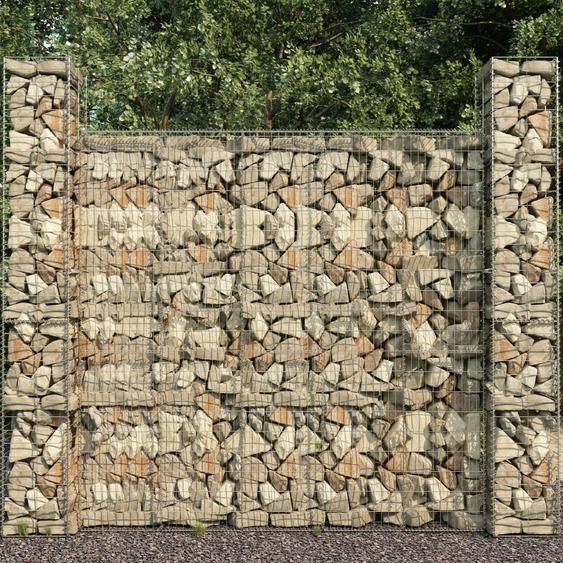 Paniers de gabion 3 pcs Acier galvanisé 25x25x197 cm