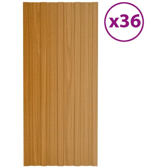 Panneaux de toiture 36 pcs acier galvanisé naturel 100x45 cm