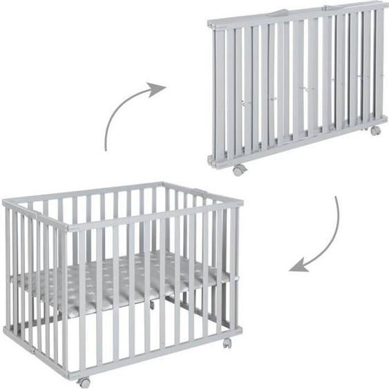 Parc Bébé Pliant En Bois Roba - 74x100 Cm - Réglable En Hauteur - Gris Taupe Gris