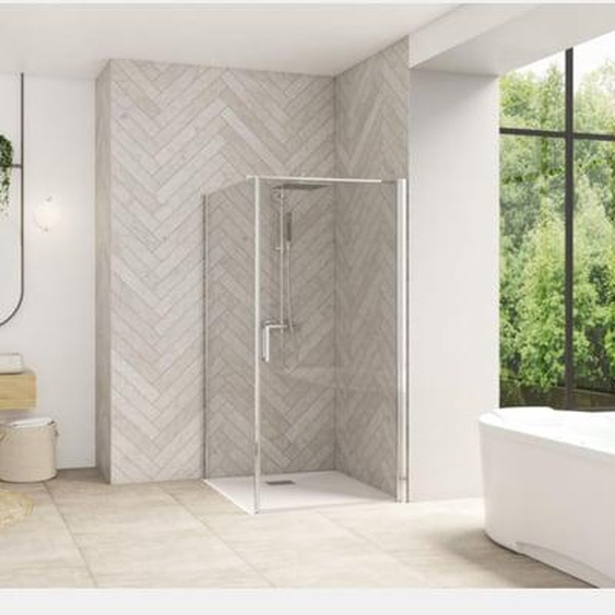 Paroi de douche 90 cm Smart Design profilé chromé verre transparent