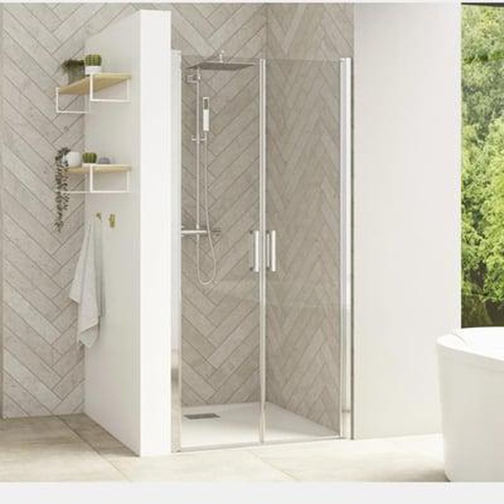 Paroi douche 100cm Smart Design 2P double portes pivotantes chromé