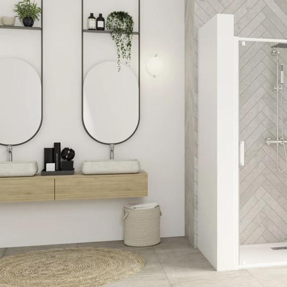 Parois de douche SMART DESIGN coulissant 127-140cm profilé blanc avec verre transparent - KINEDO - PA9214BTNE