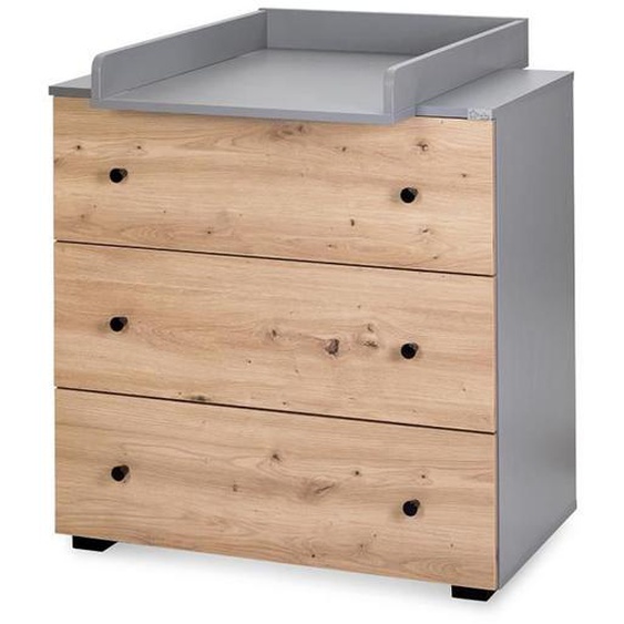 PAULINE Commode bébé avec plan à langer amovible Bois - Gris