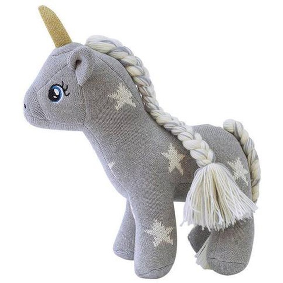 Peluche Licorne Grise En Tricot Gris