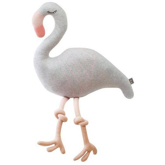 Peluche - Sevira Kids - Flamant Rose - 100% Coton Certifié - 63x38cm - Mixte Gris