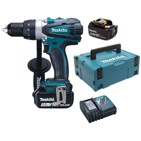 Perceuse visseuse 18V + 2 batteries 5Ah + chargeur + coffret MAKPAC - MAKITA - DDF458RTJ