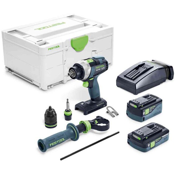 Perceuse-visseuse 18V QUADRIVE TDC 18/4 5,0/4,0 I-Plus + 1 batterie 4Ah + 1 batterie 5Ah + chargeur + Systainer SYS3 - FESTOOL - 577649