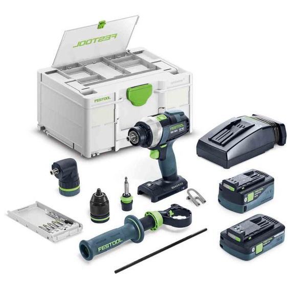 Perceuse-visseuse 18V QUADRIVE TDC 18/4 5,0/4,0 I-Set + 2 batteries 4Ah / 5Ah + chargeur + coffret SYSTAINER SYS3 - FESTOOL - 577612