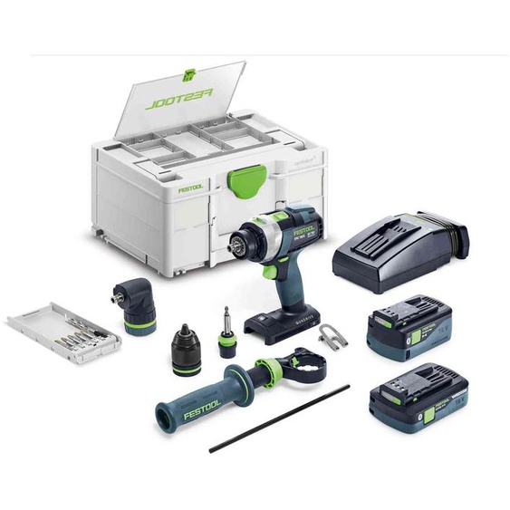 Perceuse-visseuse à percussion 18V QUADRIVE TPC 18/4 5,0/4,0 I-Set avec 2x batteries + chargeur en coffret Systainer³ DF M 187 - FESTOOL - 577621