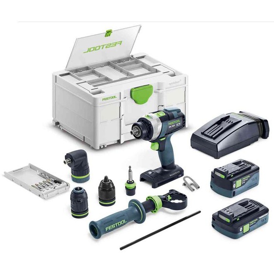 Perceuse-visseuse à percussion 18V QUADRIVE TPC 18/4 5,0/4,0 I-Set/XL + 1 batterie 4Ah + 1 batterie 5Ah + chargeur + Systainer SYS3 - FESTOOL - 577622