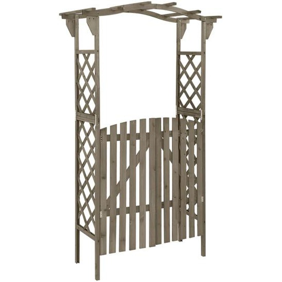 Pergola avec portail 116x40x204 cm Gris Bois de sapin massif