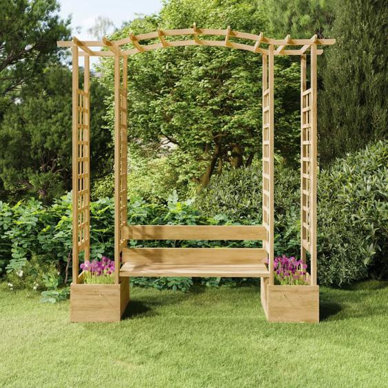 Pergola de jardin avec banc et jardinières Bois de pin imprégné