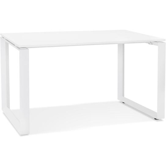 Petit bureau droit design BAKUS en bois et métal blanc - 120x60 cm