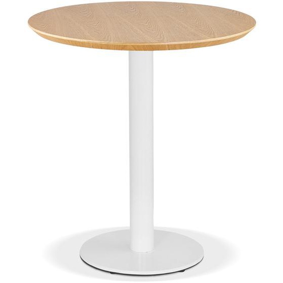 Petite table à diner BASTILLE ronde en bois finition naturelle et fonte blanche - Ø 60 cm