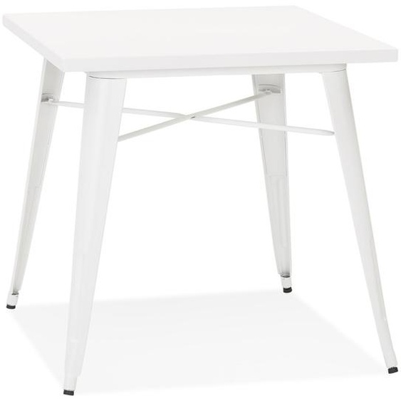 Petite table à dîner style industriel LALOU blanche - 76x76 cm