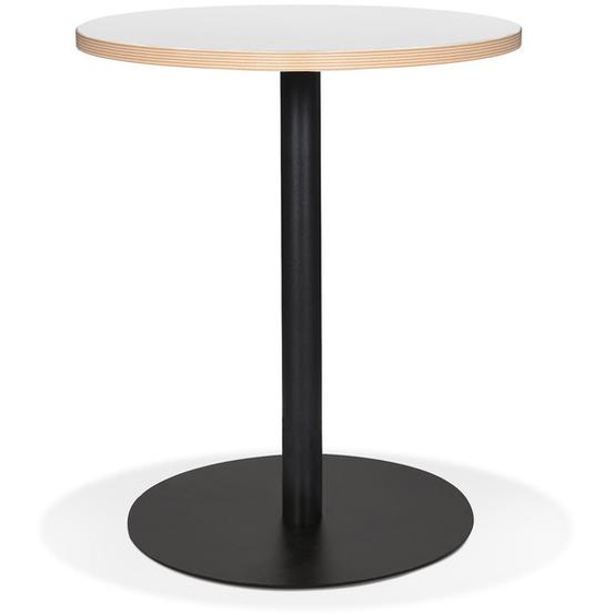 Petite table bistrot ronde YOGI blanche avec un pied en métal noir - Ø 60 cm