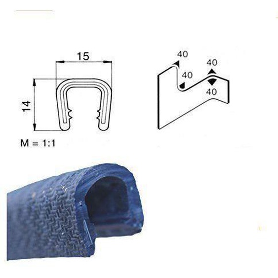 Pince profil passepoil eutras Protection des Bords 1213 ks1251 – Zone de serrage 8–10 mm 10 m Noir