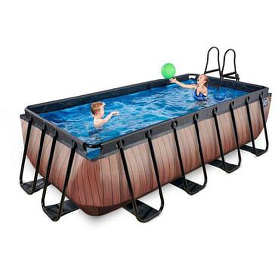 Piscine hors sol  grise 400 x 200 x 100 cm avec pompe filtrante