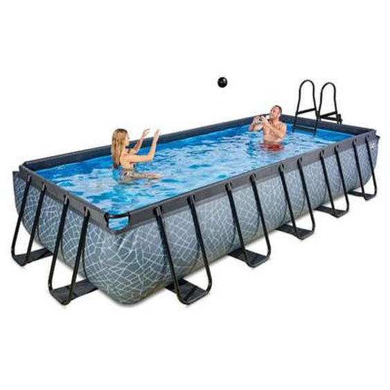 Piscine hors sol grise 540 x 250 x 100 cm avec pompe filtrante